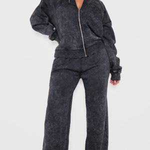 Shape Black Washed Wide Leg Joggers