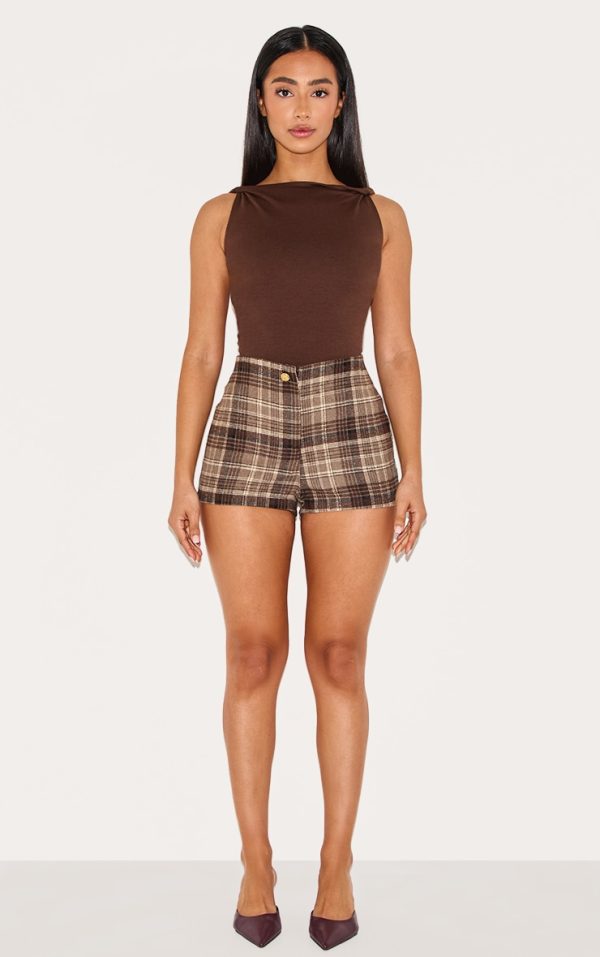 103e850297daf0327cdb1eb4184c683d48edfba0_CNM1064_1_petite_brown_check_tailored_mid_rise_shorts