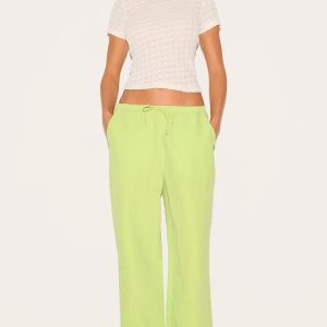 Green Pinstripe Straight Leg Trousers