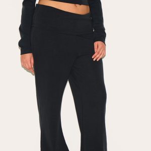 Plus Black Modal Fold Over Flares