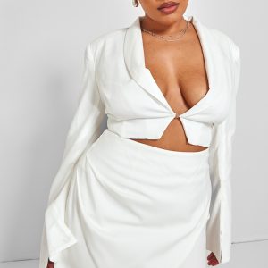 Plus White Tailored Mini Skirt
