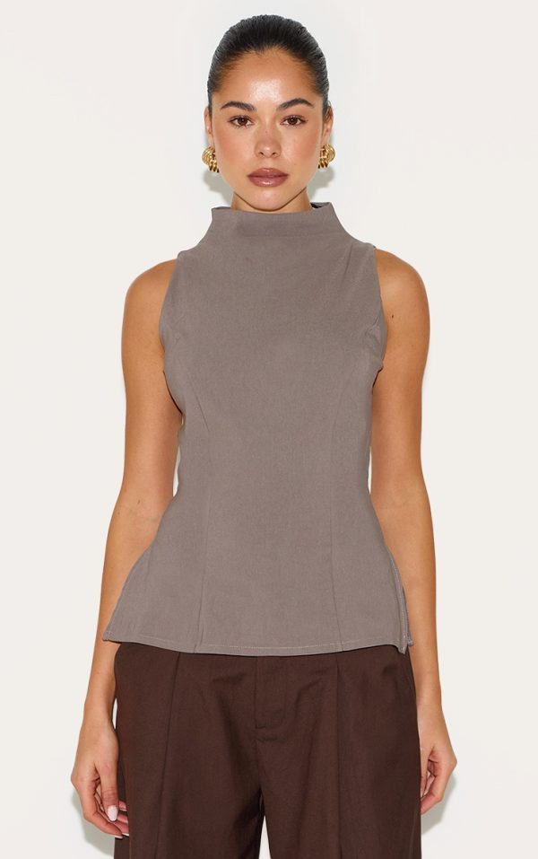 10c4ae794e7bd9425fbd7d1006bfff02d6d1bea3_CNM5823_1_mushroom_bengaline_high_neck_waist_detail_long_top
