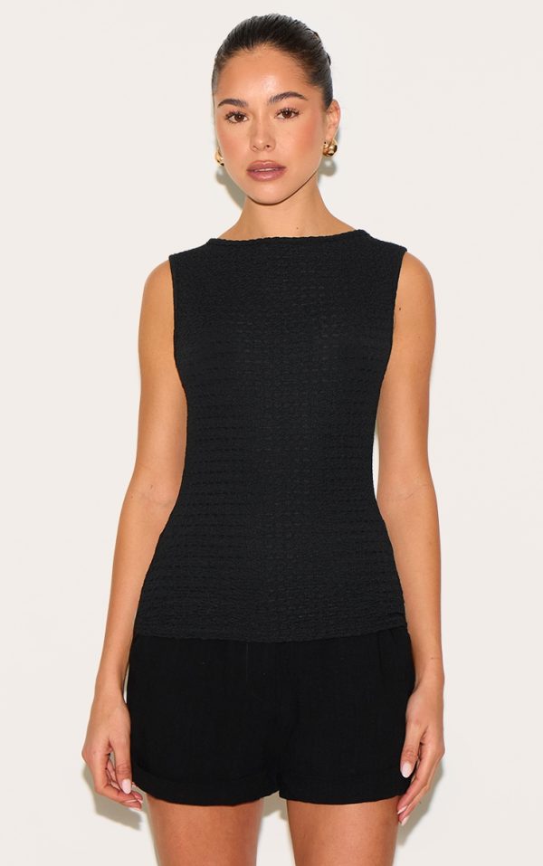 10c4f53e1ae1240ec339243913dce11e7e9483f0_CNM8099_1_black_textured_boat_neck_vest_top
