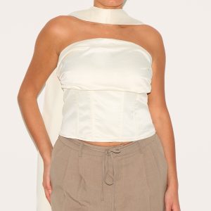 Plus Cream Ruched Corset