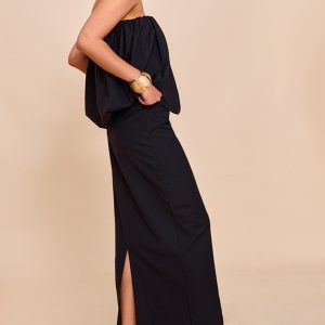 Black A-line Maxi Skirt