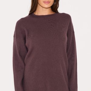 Chocolate Light Rib Knit Oversized Top