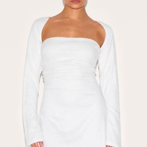 Petite White Lace Long Sleeve Dress