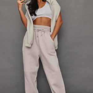 Petite Ash Grey High Waisted Straight Leg Joggers
