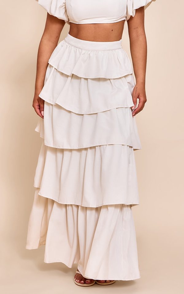 12a7f34eede7d77bb83452e2fe89780213188704_CNM6242_2_shape_cream_crinkle_satin_highwaisted_tiered_maxi_skirt