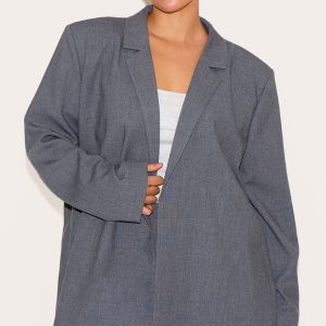 Plus Charcoal Tailored Oversized Dad Blazer