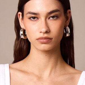 Silver Oversized Chunky Hoop Earrings