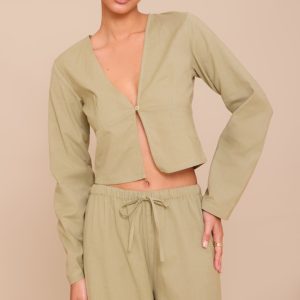 Khaki Long Sleeve Top