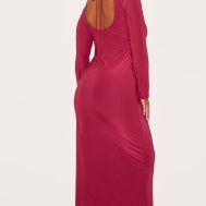 13701699707baa03da18c23200f27d2399074607_CNM3028_2_plus_wine_double_layer_slinky_flared_sleeve_midaxi_dress