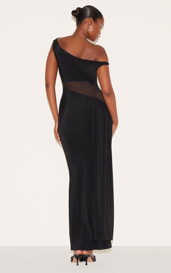 13754359c3d532410e1ad6958e0b1cdf44a2c94f_CNM7256_2_black_slinky_asymmetric_mesh_cut_out_maxi_dress