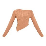 137acdf4a67174ded7077b9d213a10e657f4f5cc_CNM6299_5_tan_soft_touch_asymmetric_ruched_long_sleeve_top