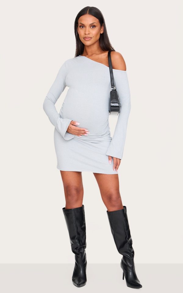 13cd385b56659f061cb1cff6fb9a14c9a264480e_CNL9375_3_maternity_grey_asymmetric_ruched_long_sleeve_mini_dress