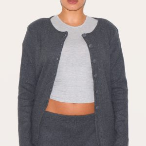 Plus Grey Soft Touch Rib Button Up Top