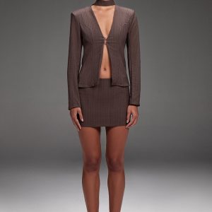 Dark Grey Pinstripe Mini Skirt