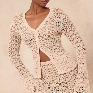 Oatmeal Crochet Mini Skirt
