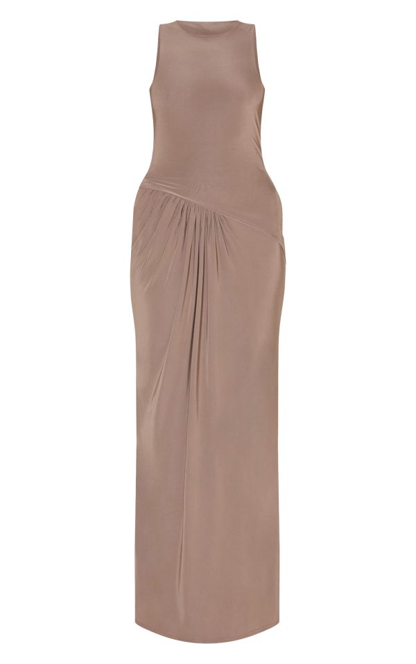 150ec9143f8727b367862a2e34628e07ffa8ef46_CNM8725_5_mocha_double_layer_slinky_drop_waist_ruched_maxi_dress