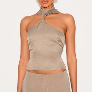 Mushroom Halterneck Detail Long Top