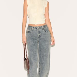 Vintage Mid Rise Straight Leg Jeans