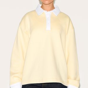 Butter Yellow Oversized Polo Sweatshirt