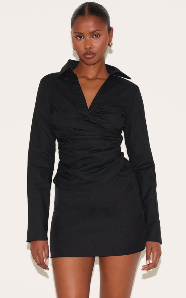 1677e1c5b6ffee1d1c846ee83225e18e08c8557f_CNM5053_1_black_linen_blend_fitted_wrap_detail_shirt