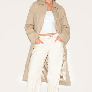 Beige Classic Button Through Mac