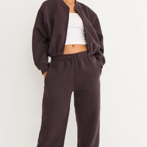 Dark Chocolate Drawcord Hem Oversized Joggers