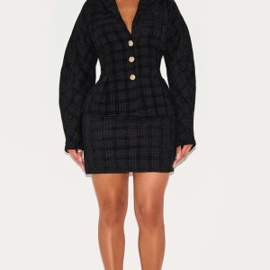 Shape Black Boucle Mini Skirt