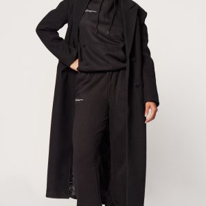 PRETTYLITTLETHING Logo Black Est 2012 Cuffed Joggers
