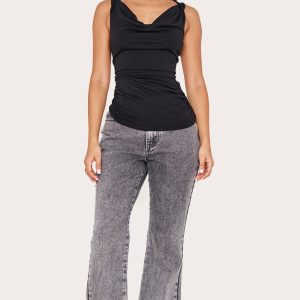 Petite Grey Slim Fit Flared Jeans