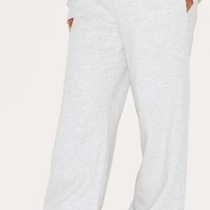 Petite Ash Grey Mid Rise Drawstring Wide Leg Joggers