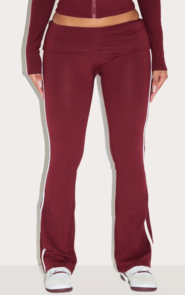 18322ed746300a47f7637bd188e431199e92c1f2_CNL8708_2_shape_burgundy_sculpt_side_stripe_fold_over_waist_high_waisted_flares