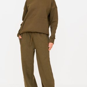 Olive Premium Thin Waistband Straight Leg Joggers