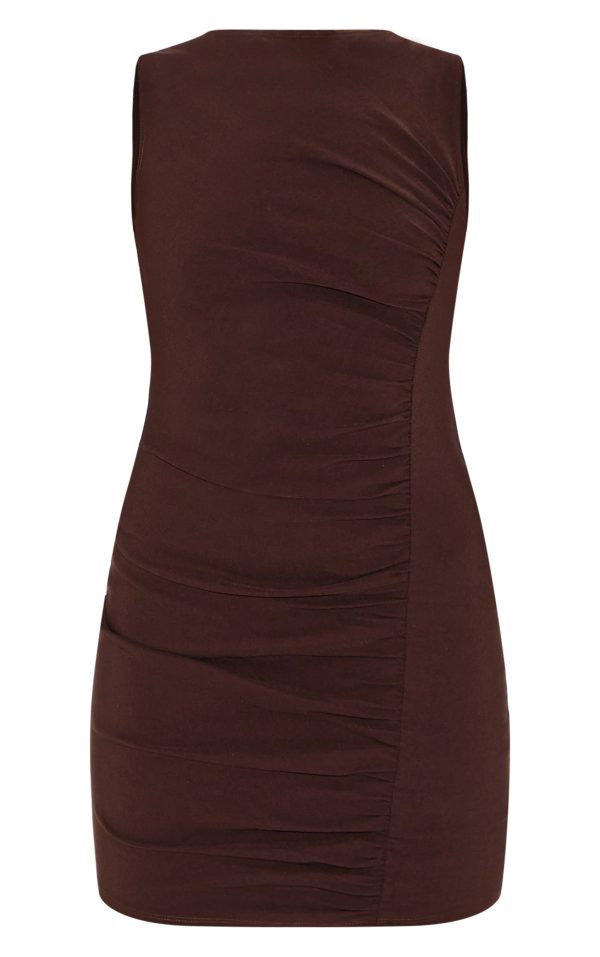 1865d09c89eb4fdf1a6ccba7f9fc906b465d5dc8_CNM3157_5_chocolate_stretch_woven_ruched_bodycon_dress