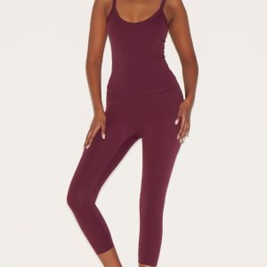 PLT SPORT Burgundy Sculpt Pedal Pushers