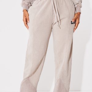 PRETTYLITTLETHING Shape Taupe Washed Wide Leg Joggers