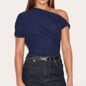 Tall Navy Soft Touch Twist Detail Bodysuit