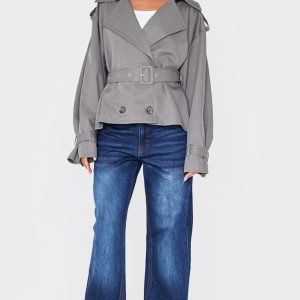 Grey Classic Grazer Length Trench Coat