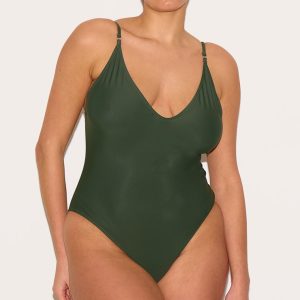 Plus Khaki Basic Low Scoop Swimsuit