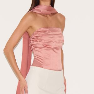 Dusty Pink Ruched Scarf Detail Corset