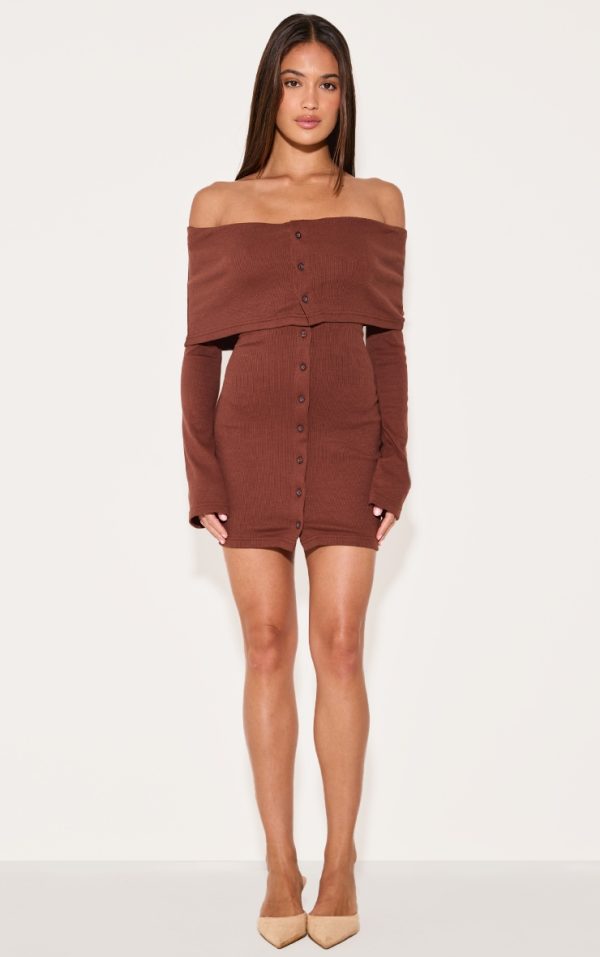 199d1273d3bd519c1d6df18f10c8f4d6184a7b22_CNM3165_3_chocolate_rib_fold_over_bardot_button_mini_dress-1