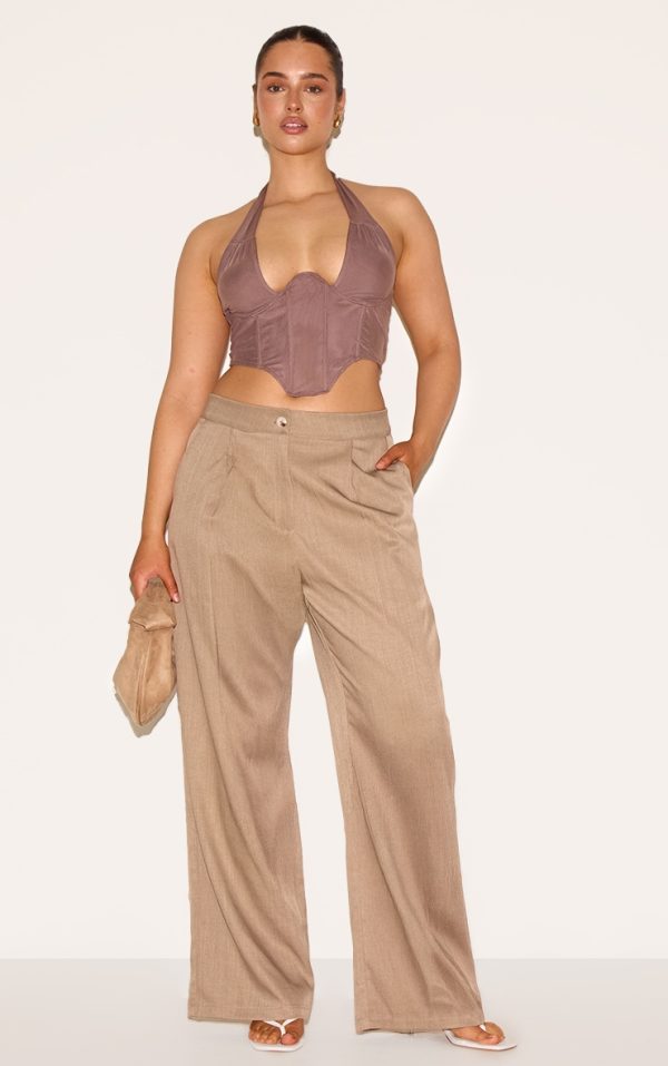 1b4682d126758a41d4fcf6e9db186ecb22caadfd_CNK5481_3_shape_brown_double_layered_mesh_tie_neck_corset_top