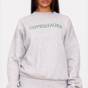 Ash Grey Oversized Copenhagen Embroidered Sweatshirt