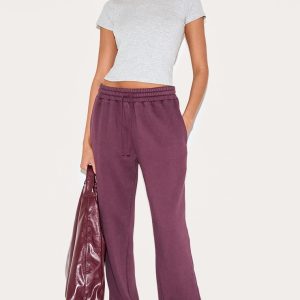 Plum Washed Wide Leg Joggers
