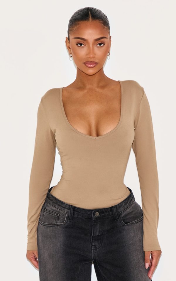 1b7fde7c67201f2b55f9f542ee6ddadc0b479c26_CNL9380_1_shape_dark_olive_sculpted_v_neck_long_sleeve_bodysuit
