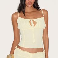 1b800cbf9e41b1f12cfdd97ad0e0ce385dce1303_CNM3224_1_butter_yellow_chiffon_ruched_bust_cami_top