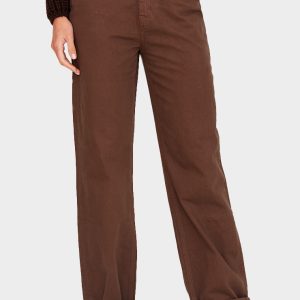 Tall Brown Wash Mid Rise Distressed Turn Up Hem Jeans